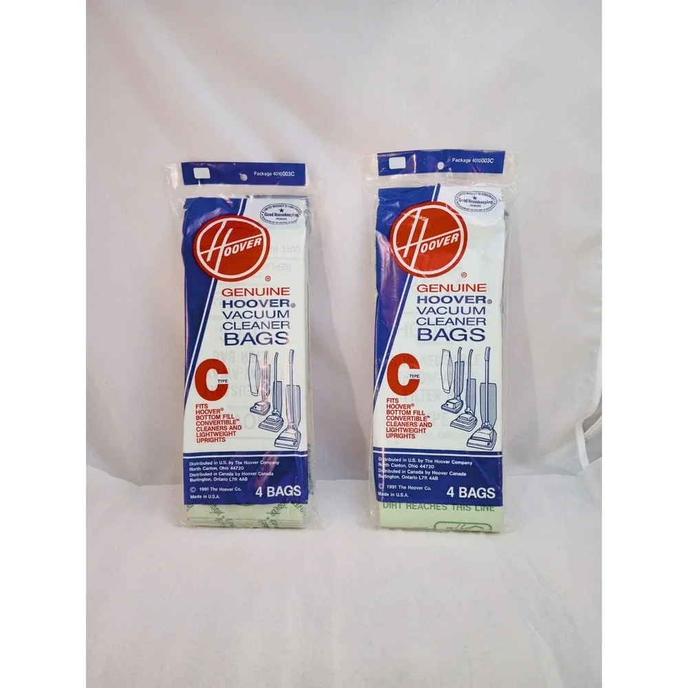 2 - NEW Hoover Type C Upright Vacuum Cleaner Bags 40100003C Genuine OEM 4 PACK